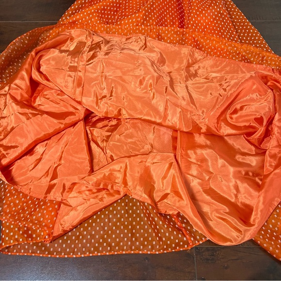 VINTAGE 1970s Lorrie Deb Maxi Dress Orange Prairie Full Gown 70s Calico Hippie - Picture 9 of 12